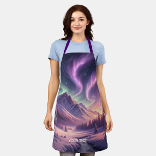 Fantasy Cute Purple Winter Land Apron
