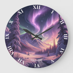 Fantasy Cute Purple Winter Land Large Clock