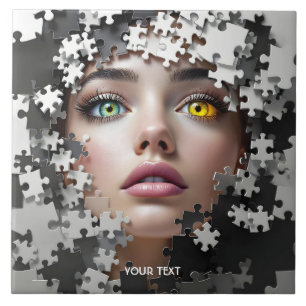 Fantasy Cute Puzzle Girl Face Ceramic Tile