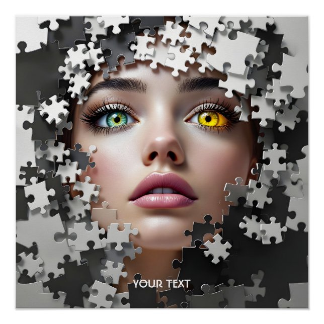 Fantasy Cute Puzzle Girl Face  Poster (Front)