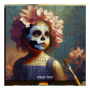 Fantasy Cute Puzzle Girl Flowers Poster