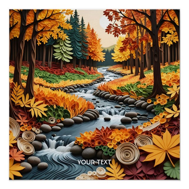 Fantasy Cute Quilling Fall Landscape Poster (Front)