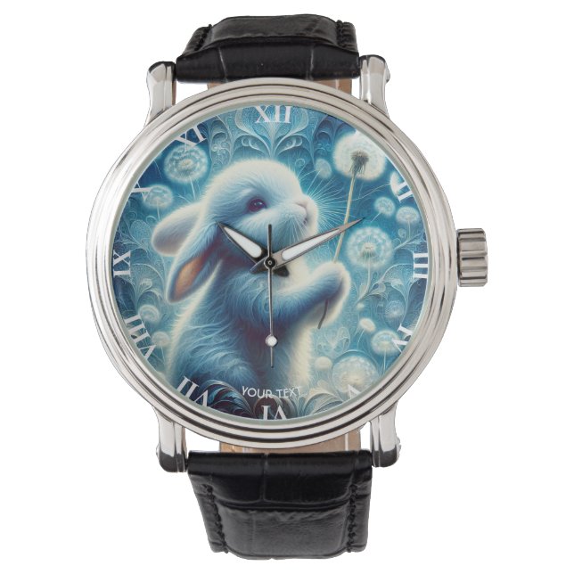Fantasy Cute Rabbit Bunny Flower Watch (Front)