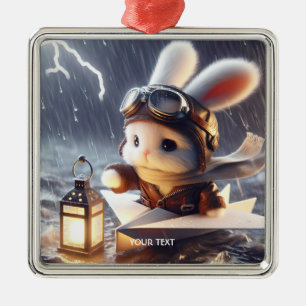Fantasy Cute Rabbit Post Lantern Metal Ornament