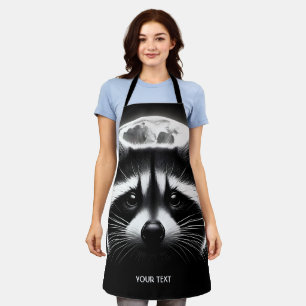 Fantasy Cute Racoon Face Moon Apron
