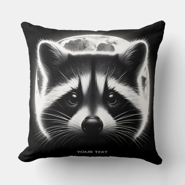 Fantasy Cute Racoon Face Moon Cushion (Front)