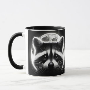 Fantasy Cute Racoon Face Moon Mug