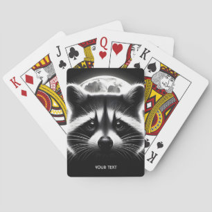 Fantasy Cute Racoon Face Moon Playing Cards