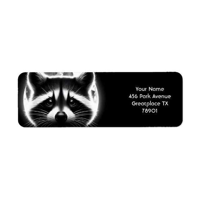 Fantasy Cute Racoon Face Moon Return Address Label (Front)