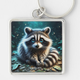 Fantasy Cute Racoon Night Stars Key Ring