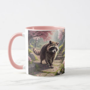 Fantasy Cute Racoon Sakura Garden Mug