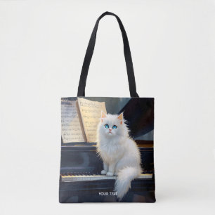 Fantasy Cute Ragdoll Cat On Piano Tote Bag