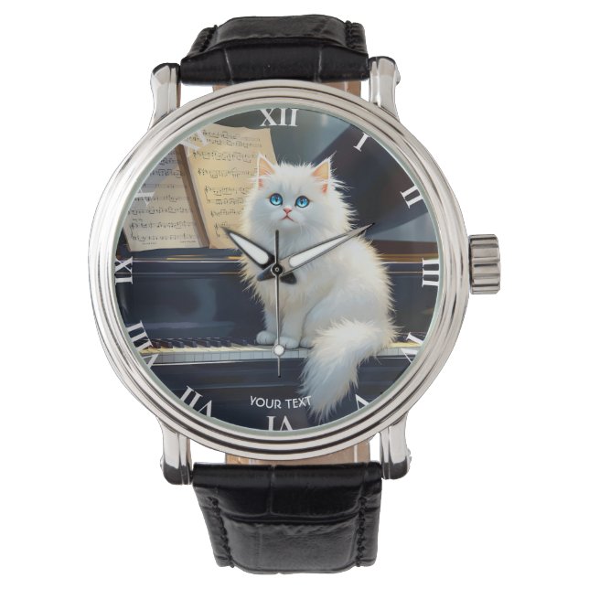 Fantasy Cute Ragdoll Cat On Piano Watch (Front)