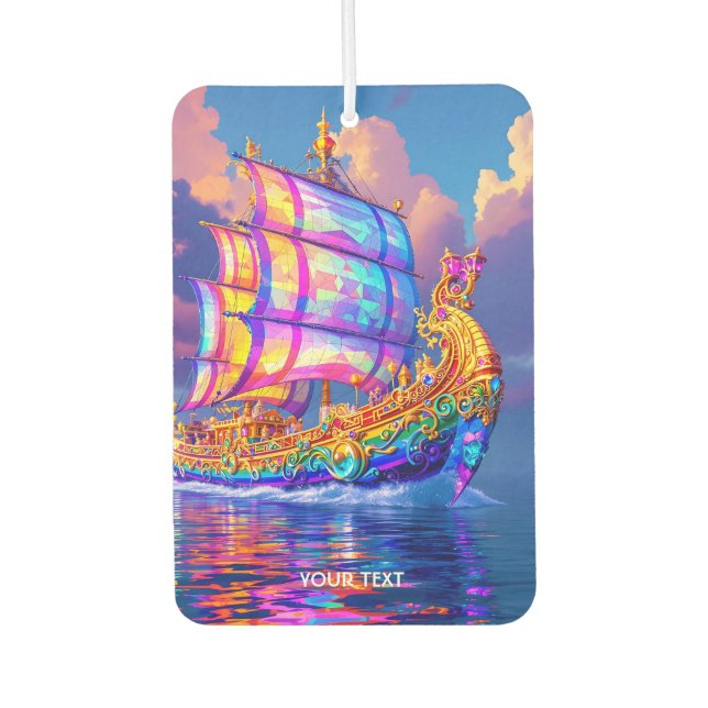 Fantasy Cute Rainbow Colours Ship Car Air Freshener (Front)