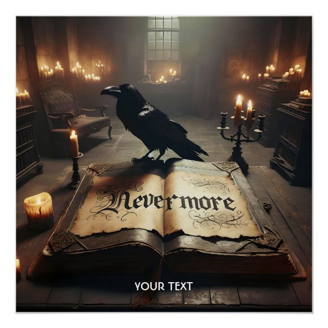 Fantasy Cute Raven Book Candles Poster (Front)