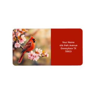 Fantasy Cute Red Bird Cherry Label