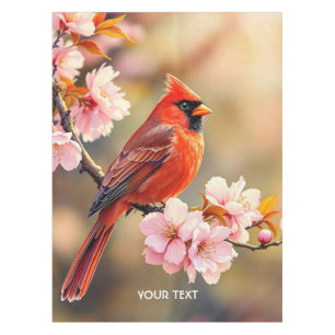 Fantasy Cute Red Bird Cherry Tablecloth