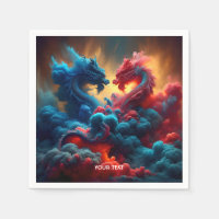Fantasy Cute Red Blue Dragons