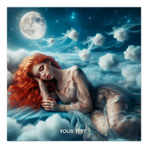 Fantasy Cute Red Hair Beauty Poster