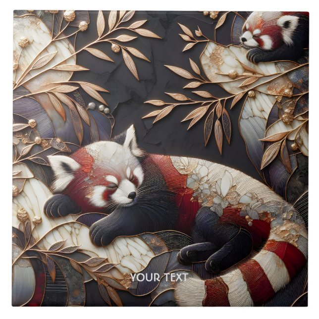 Fantasy Cute Red Panda Art Ceramic Tile (Front)
