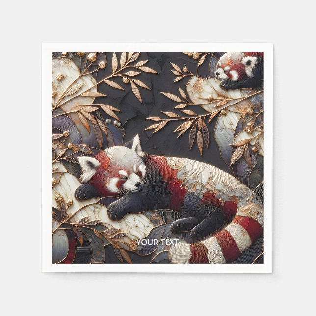 Fantasy Cute Red Panda Art Napkin (Front)