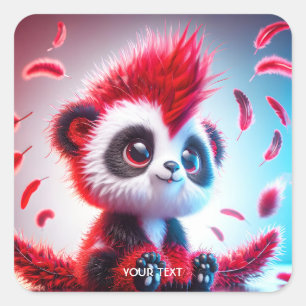 Fantasy Cute Red Panda Baby Square Sticker