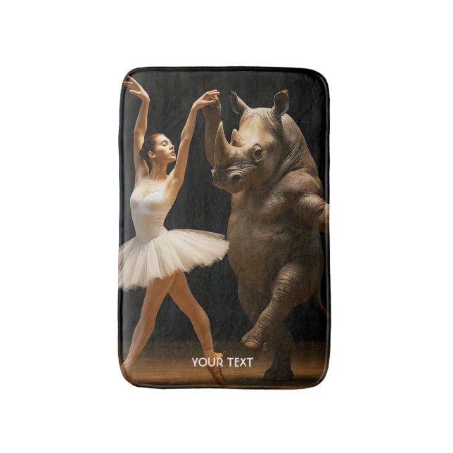 Fantasy Cute Rhino Dancer Ballerina Bath Mat (Front Vertical)