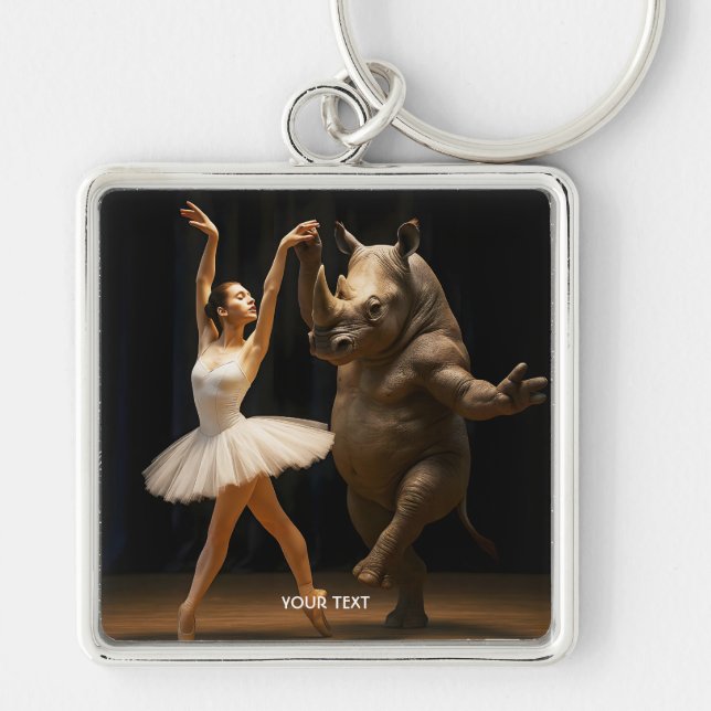 Fantasy Cute Rhino Dancer Ballerina Key Ring (Front)