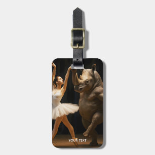 Fantasy Cute Rhino Dancer Ballerina Luggage Tag