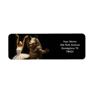 Fantasy Cute Rhino Dancer Ballerina Return Address Label