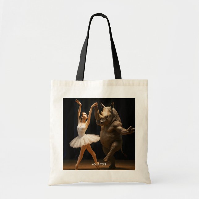 Fantasy Cute Rhino Dancer Ballerina Tote Bag (Front)