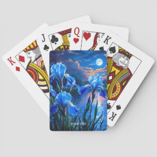 Fantasy Cute River Blue Irises Playing Cards