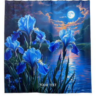 Fantasy Cute River Blue Irises Shower Curtain
