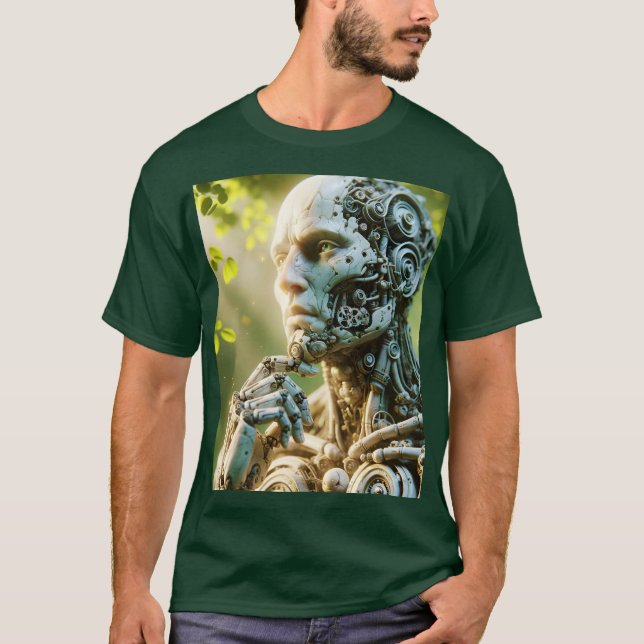 Fantasy Cute Robot Face Sculpture T-Shirt (Front)