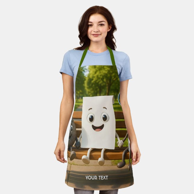 Fantasy Cute Rock Paper Scissors Apron (Worn)