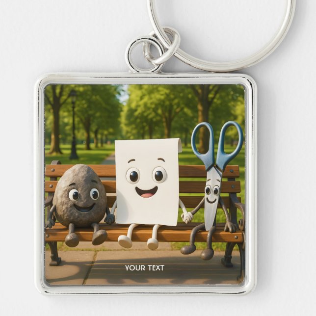 Fantasy Cute Rock Paper Scissors Key Ring (Front)