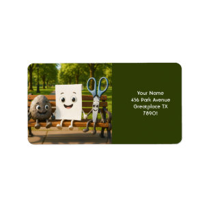 Fantasy Cute Rock Paper Scissors Label