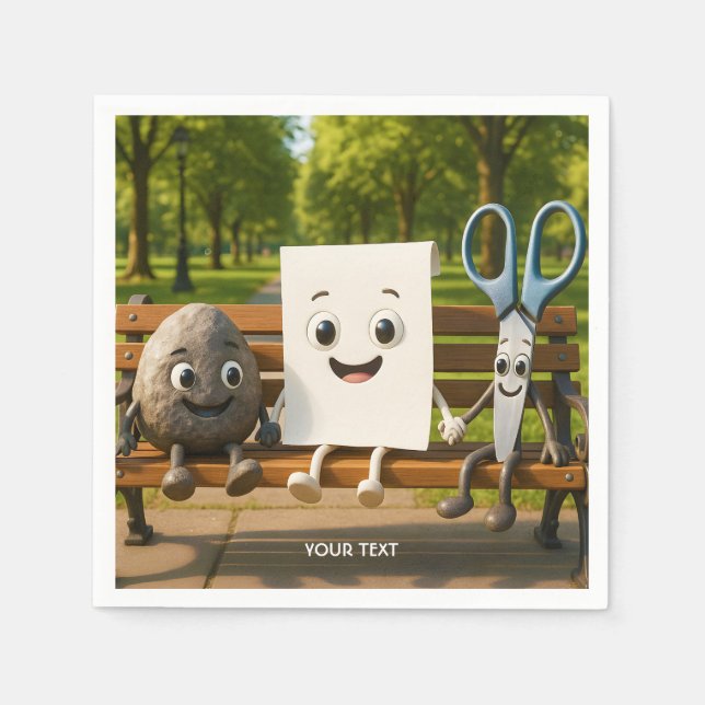 Fantasy Cute Rock Paper Scissors Napkin (Front)