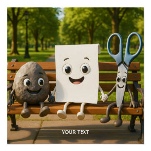 Fantasy Cute Rock Paper Scissors Poster