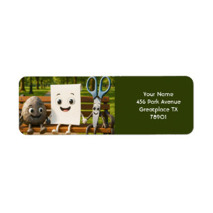 Fantasy Cute Rock Paper Scissors Return Address Label