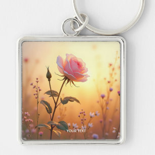 Fantasy Cute Rose Field Flowers Key Ring