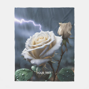 Fantasy Cute Rose Rain Lighting Fleece Blanket