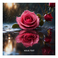 Fantasy Cute Rose Rain Reflection