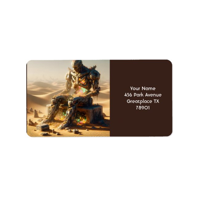 Fantasy Cute Rusty Robot Desert Label (Front)