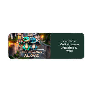 Fantasy Cute Sad Baby Dragons Return Address Label
