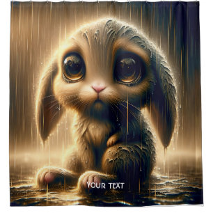 Fantasy Cute Sad Bunny Rain Shower Curtain