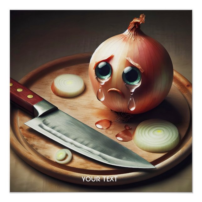 Fantasy Cute Sad Onion Crying Poster (Front)