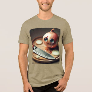 Fantasy Cute Sad Onion Crying Tri-Blend Shirt