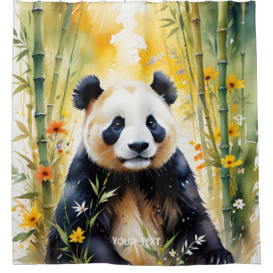 Fantasy Cute Sad Panda Forest Shower Curtain