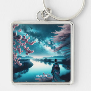 Fantasy Cute Sakura Girl Night Key Ring